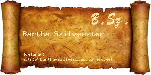 Bartha Szilveszter névjegykártya
